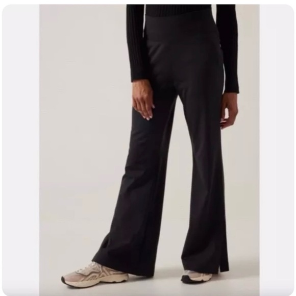 Athleta Pants - Athleta Vince Flare Pants Split Hem Black Wide Leg High Rise